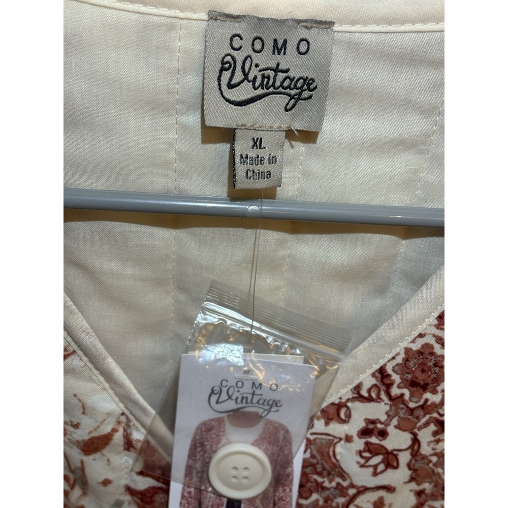 COMO VINTAGE Women’s White & Red Quilted Blazer Jacket XL New With Tag - Picture 5 of 8